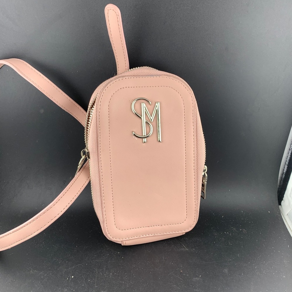 Steve Madden Crossbody Phone Bag Wallet Women Pink Vegan Leather Removable Strap